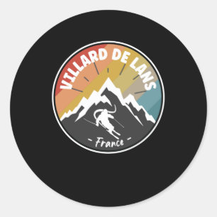 Skifahren in Frankreich Villard de Lans Runder Aufkleber