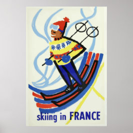 Skifahren in Frankreich Vintage Poster