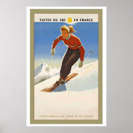 Skifahren in Frankreich Vintage-Skiposter Poster