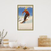 Skifahren in Frankreich Vintage-Skiposter Poster (Küche)