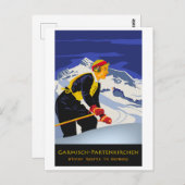 Skifahren in Garmisch-Partenkirchen, Deutschland Postkarte (Vorne/Hinten)