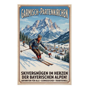 Skifahren in Garmisch Poster