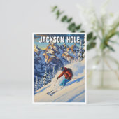 Skifahren in Jackson Hole Wyoming Postkarte (Stehend Vorderseite)