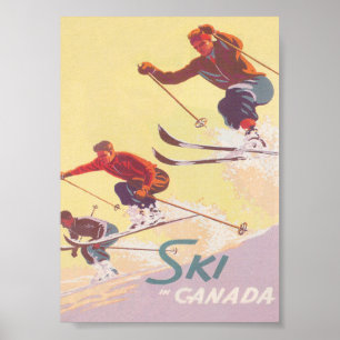 Skifahren in Kanada Vintage Retro-Skiposter Poster
