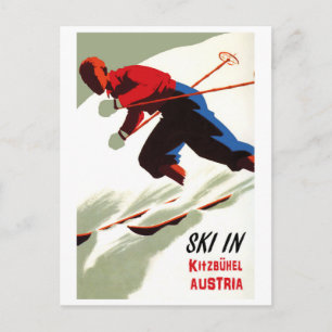 Skifahren in Kitzbühel, Österreich Postkarte