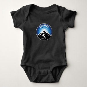 Skifahren in Les Arcs France Blue Baby Strampler