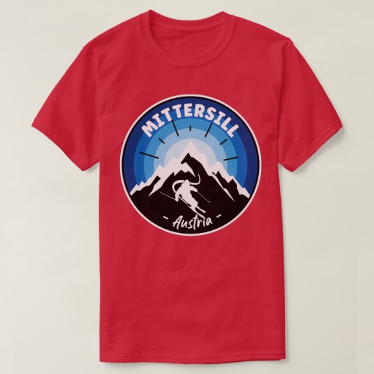 Skifahren in Mittersill Österreich Blau T-Shirt (Design vorne)