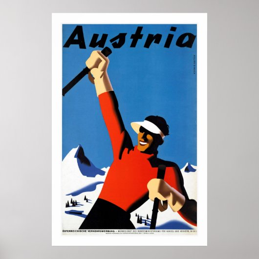 Skifahren in Österreich Vintage Travel Poster (Vorne)