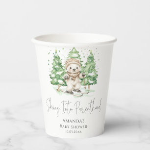 Skifahren in Parenthood Winter Baby Dusche Pappbecher