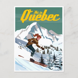 Skifahren in Quebec Kanada Vintage Reiseillustrati Postkarte