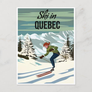 Skifahren in Quebec Kanada Vintage-Reiseillustrati Postkarte