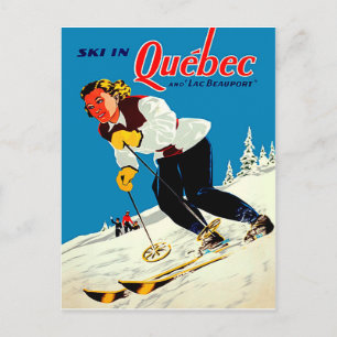 Skifahren in Québec Postkarte