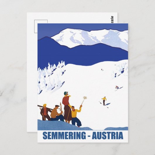 Skifahren in Semmering, Österreich Postkarte (Vorne/Hinten)