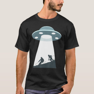 Skifahren in Ufo Cooler Schneeschuhwanderung T-Shirt