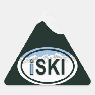 Skifahren "iSKI" Oval Mountain Aufkleber