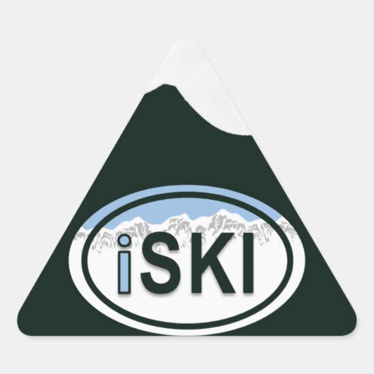 Skifahren "iSKI" Oval Mountain Aufkleber (Vorderseite)