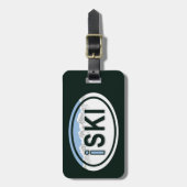 Skifahren "iSKI" Oval Mountain Gepäck Gepäckanhänger (Vorderseite vertikal)