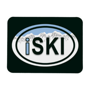 Skifahren "iSKI" Oval Mountain Magnet
