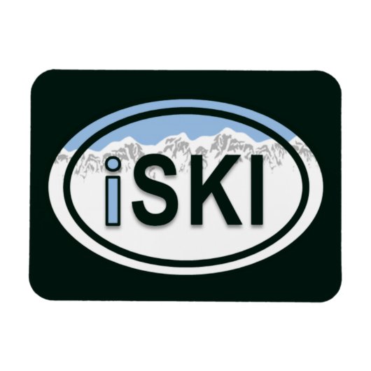 Skifahren "iSKI" Oval Mountain Magnet (Horizontal)