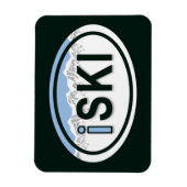 Skifahren "iSKI" Oval Mountain Magnet (Vertikal)