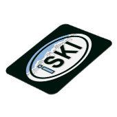 Skifahren "iSKI" Oval Mountain Magnet (Linke Seite)