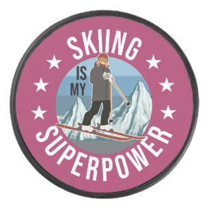Skifahren ist meine Supermacht Eishockey Puck