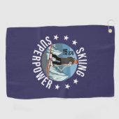 Skifahren ist meine Supermacht Golfhandtuch (Horizontal)