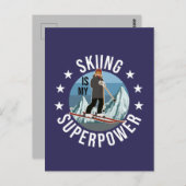 Skifahren ist meine Supermacht Postkarte (Vorne/Hinten)
