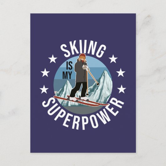 Skifahren ist meine Supermacht Postkarte (Vorderseite)
