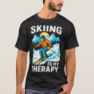 Skifahren ist meine Therapie Retro Berg Schnee Spo T-Shirt