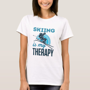 Skifahren ist meine Therapie Schnee Downhill Ski S T-Shirt