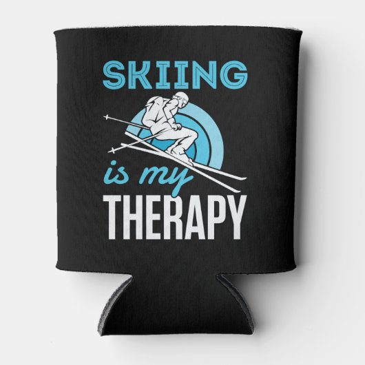 Skifahren ist meine Therapie Ski Ski Funny Skier Dosenkühler (Vorderseite)