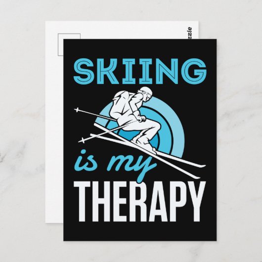 Skifahren ist meine Therapie Ski Ski Funny Skier Postkarte (Vorne/Hinten)