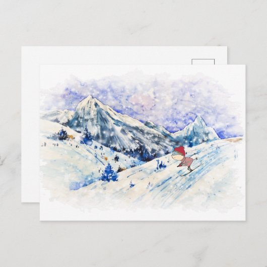 Skifahren ist Spaß Postkarte (Vorne/Hinten)