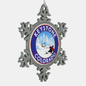 Skifahren Keystone Colorado Berge Ski Schneeflocken Zinn-Ornament (Links)
