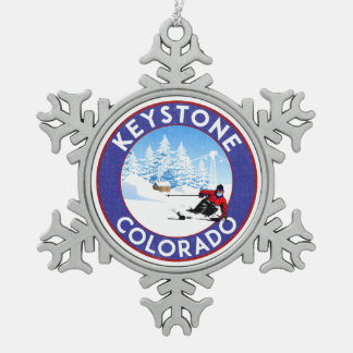 Skifahren Keystone Colorado Berge Ski Schneeflocken Zinn-Ornament