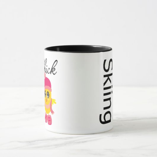 Skifahren-Küken Tasse (Zentrum)