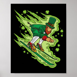 Skifahren Leprechaun - Irische Wintersportarten -  Poster