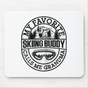 Skifahren Lustig Skifahren Kumpel Oma Schnee Skili Mousepad