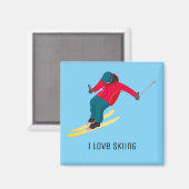 Skifahren Magnet (Vorderseite/Rückseite)