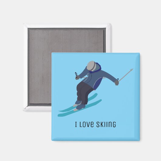 Skifahren Magnet (Vorderseite/Rückseite)