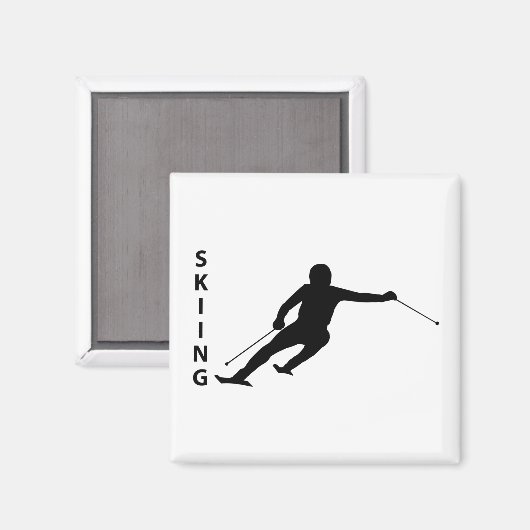 Skifahren Magnet (Vorderseite/Rückseite)