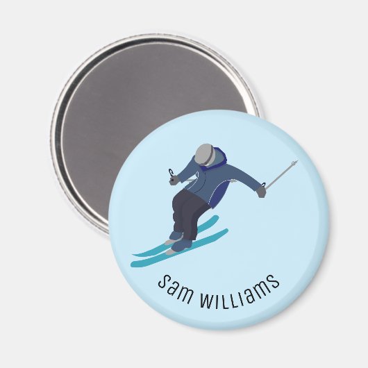 Skifahren Magnet (Vorderseite/Rückseite)