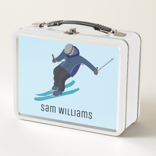 Skifahren Metall Brotdose (Vorderseite)