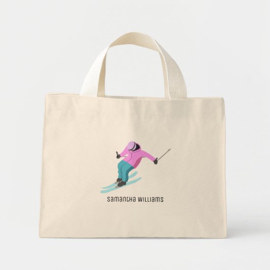 Skifahren Mini Stoffbeutel (Vorne)