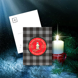 Skifahren mit dem Weihnachtsmann Postkarte