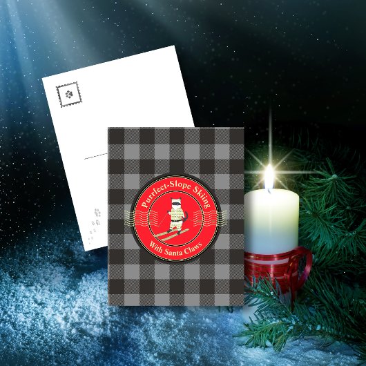 Skifahren mit dem Weihnachtsmann Postkarte