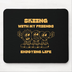 Skifahren mit Freunden Winter Schnee Bergabenteuer Mousepad
