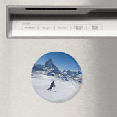Skifahren mit Matterhorn in Zermatt, Schweiz Magnet (In Situ (Geschirrspüler))