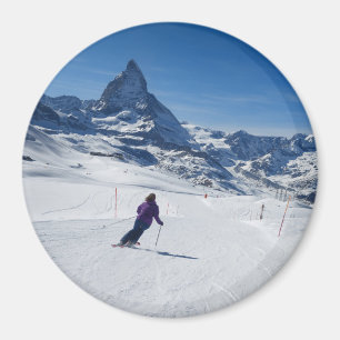 Skifahren mit Matterhorn in Zermatt, Schweiz Magnet